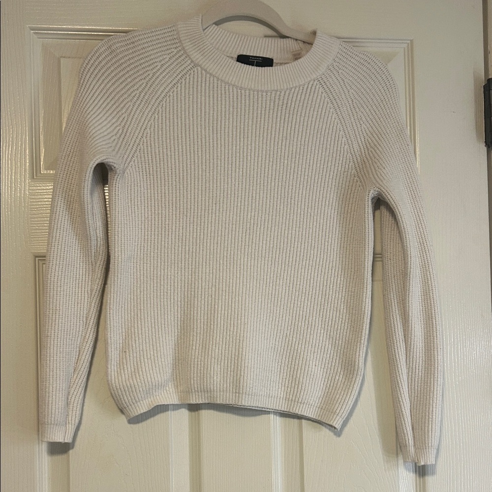 Tahari Cream Ribbed Women's Sweater